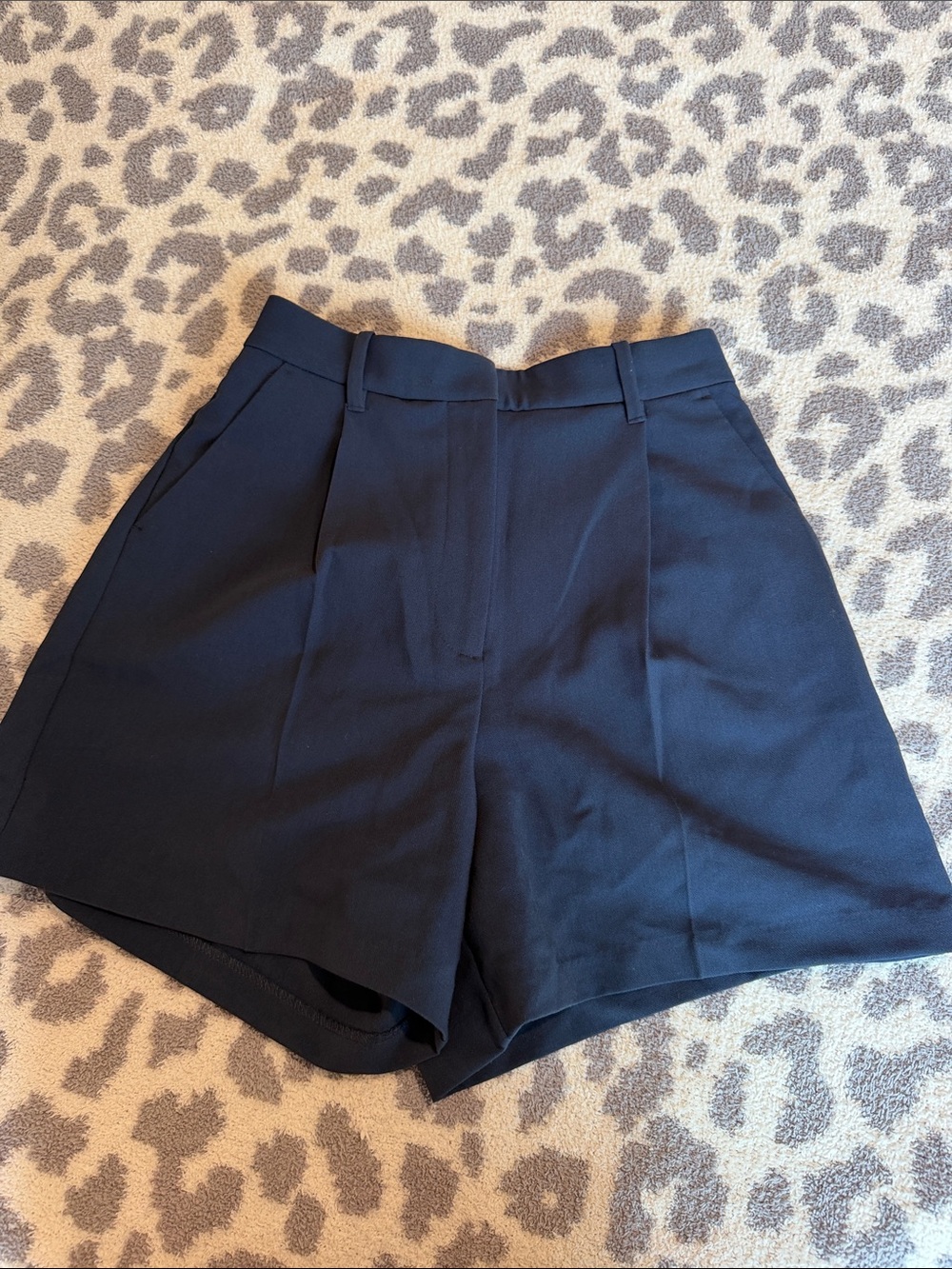 Abercrombie & Fitch High-Waist Navy Tailored Shorts